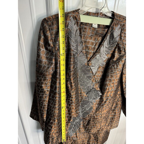 Vintage Elsa Loraine Blazer jacket and skirt set size 18 W crocodile print - Picture 2 of 8